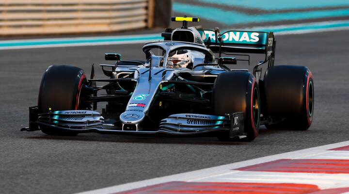mercedes racing car on the racing track