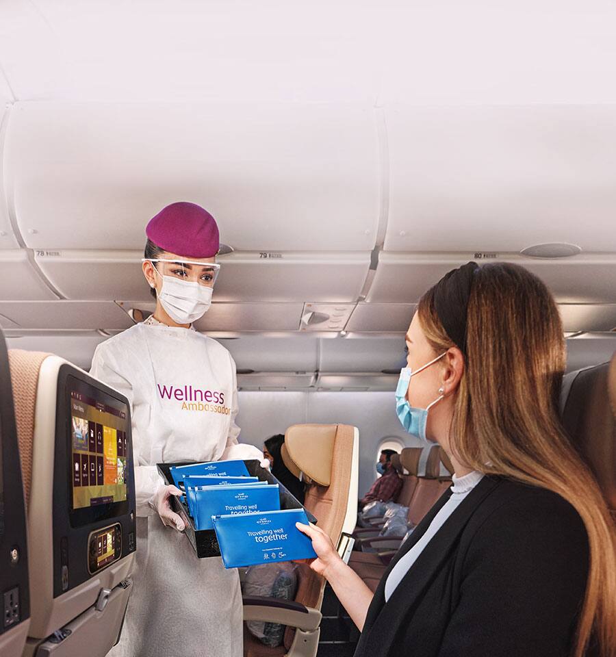 cabin-crew-give-out-wellness-kit